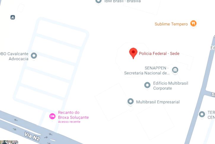 Nome fictício “Recanto do Broxa Soluçante” aparece em aplicativo de localização próximo à sede da Polícia Federal