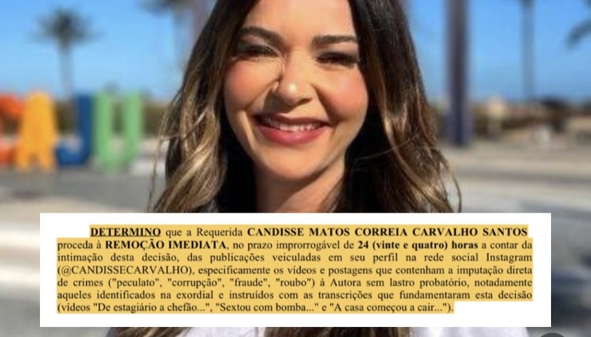 Justiça manda Candisse remover posts com acusações contra a prefeita Emília Corrêa