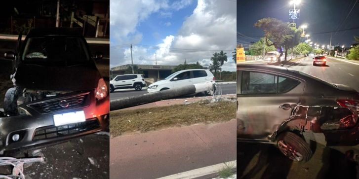 Colisão entre veículos provoca atropelamento e derruba poste na Avenida Tancredo Neves