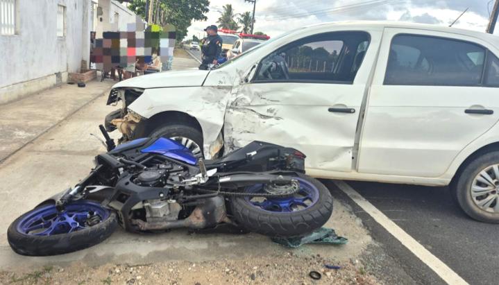 Após colisão com carro, motociclista fica ferido na SE-265, em Lagarto