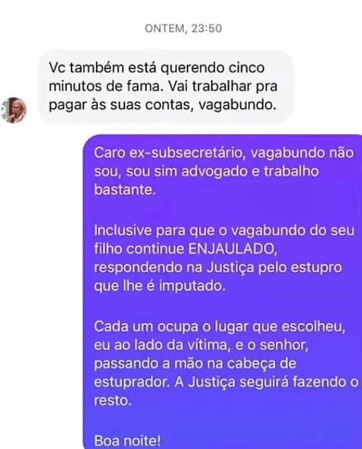 Pai de acusado ameaça adivinhado da vítima de estupro coletivo no Rio de Janeiro.