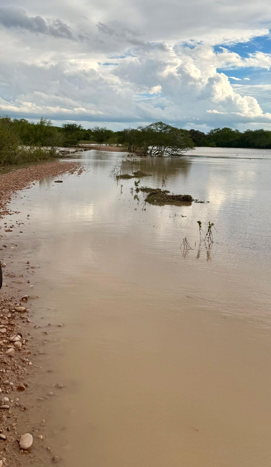 Povoado Poço da Clara registra acúmulo de água após fortes chuvas