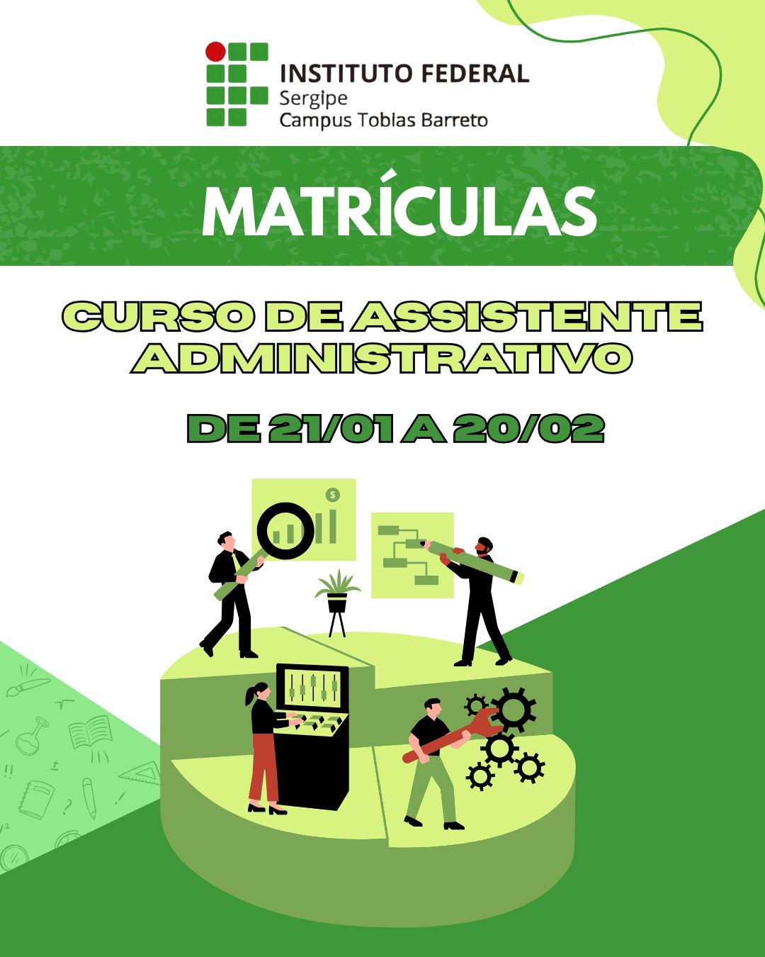 IFS abre inscrições para curso gratuito de Assistente Administrativo