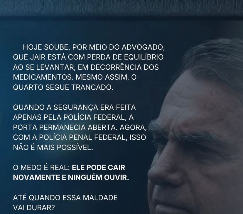Michelle diz que Bolsonaro apresenta tonturas e perda de equilíbrio